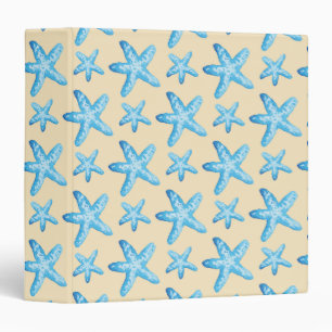 Watercolor Blue Starfish Pattern Binder