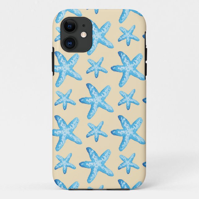 Watercolor Blue Starfish Pattern Case-Mate iPhone Case (Back)