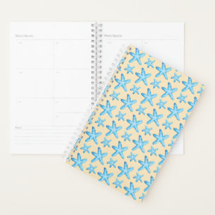Watercolor Blue Starfish Pattern Planner