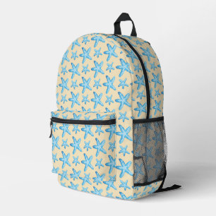 Watercolor Blue Starfish Pattern Printed Backpack