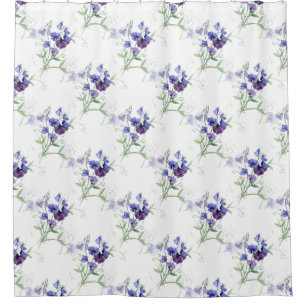 Watercolor Blue Sweet Peas Garden Flower Pattern