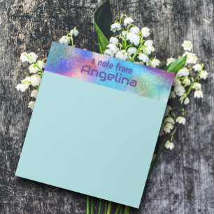 Watercolor blue teal green splash blue letter notepad