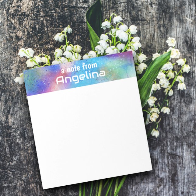 Watercolor blue teal green splash white letter notepad (Creator Uploaded)