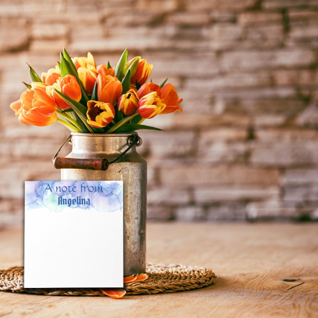 Watercolor blue teal green splash white letter notepad (Creator Uploaded)