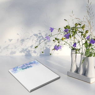 Watercolor blue teal green splash white letter notepad