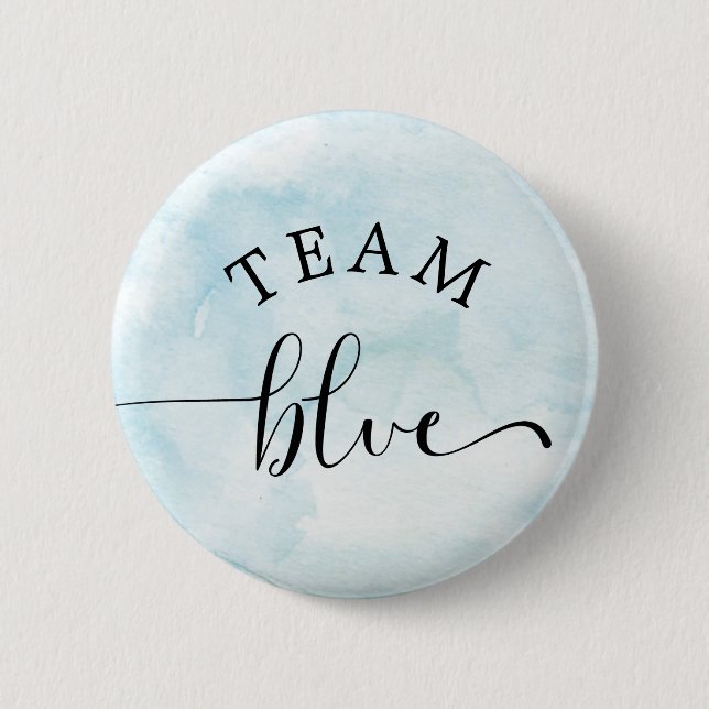 Watercolor Blue Team Blue Button (Front)