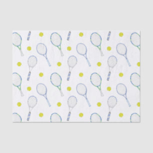 Watercolor Blue Tennis Racquets Tissue Paper