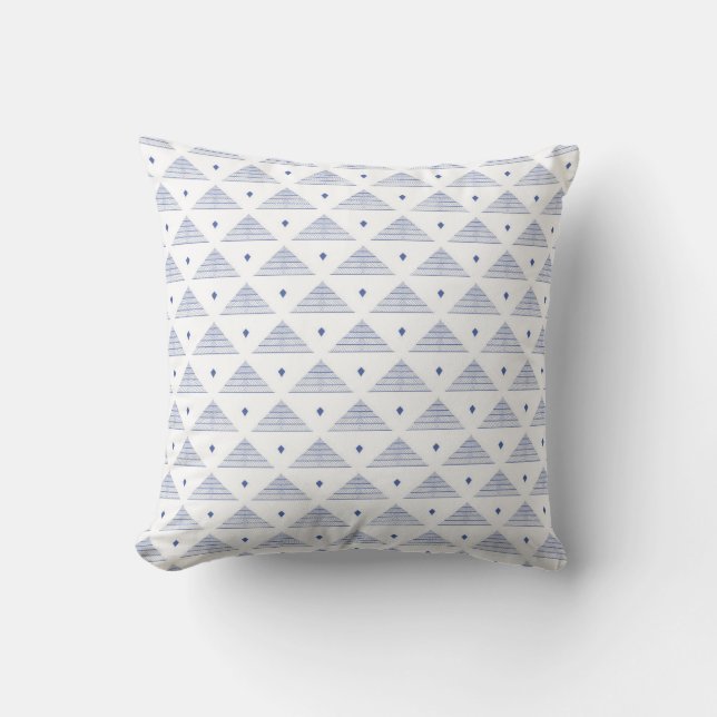 Watercolor Blue Triangles Pattern Throw Pillow (Front)