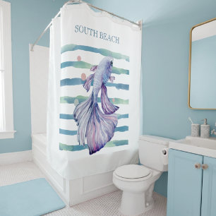 WATERCOLOR BLUE TROPICAL FISH BEACH VACATION