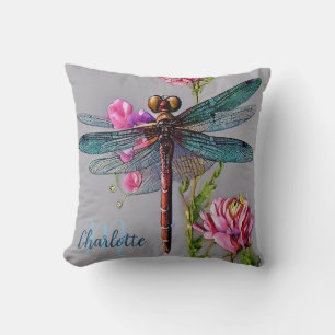 Watercolor Blue W, Personalize Throw  Throw Pillow