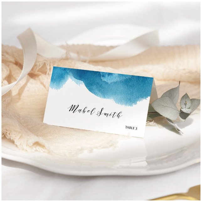 Watercolor Blue Wash Place Card (Creator Uploaded)