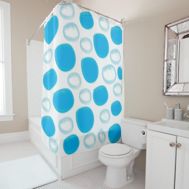 Watercolor Blue Water Bubbles Geometric Pattern  (In Situ)