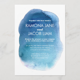 Watercolor Blue Wedding Invitation