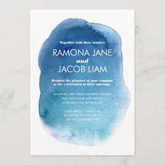 Watercolor Blue Wedding Invitation