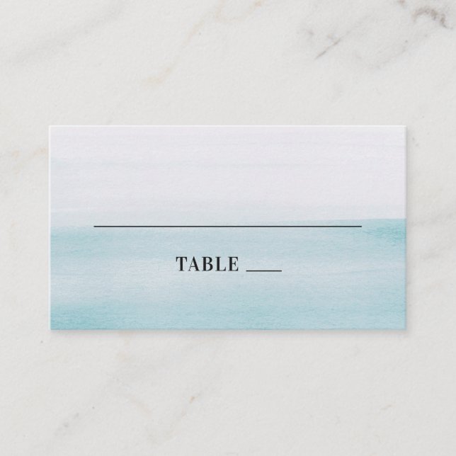 Watercolor blue wedding. Modern elegant nautical Place Card (Front)