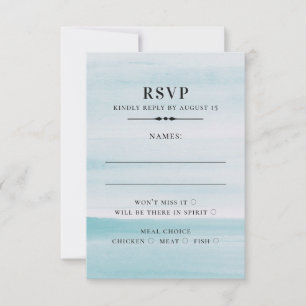 Watercolor blue wedding. Simple elegant nautical RSVP Card