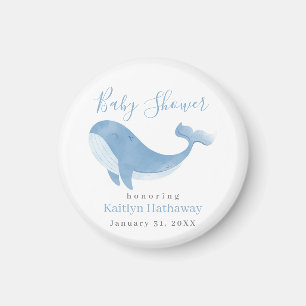 Watercolor Blue Whale Baby Shower Magnet