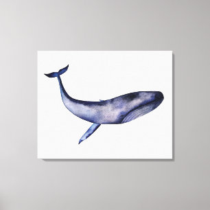 Watercolor Blue Whale Canvas Print