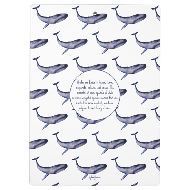Watercolor blue whale clipboard (Back)
