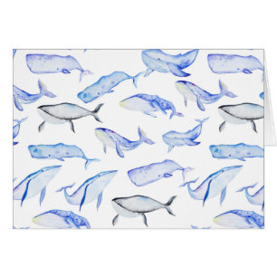 Watercolor Blue Whale Pattern