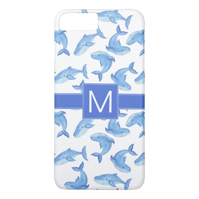 Watercolor Blue Whale Pattern Case-Mate iPhone Case (Back)