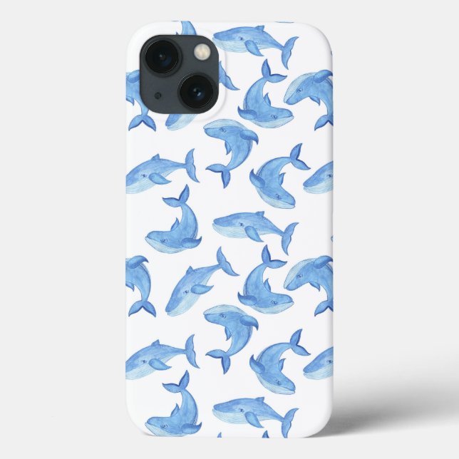 Watercolor Blue Whale Pattern Case-Mate iPhone Case (Back)