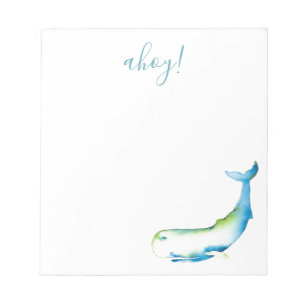Watercolor Blue Whale Personalized Stationery Notepad