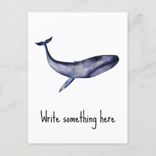 Watercolor Blue Whale Postcard