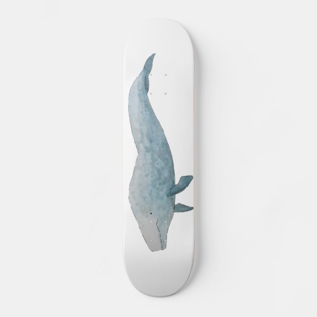 Watercolor Blue Whale Skateboard (Front)