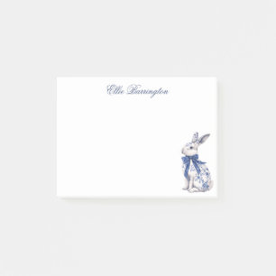 Watercolor Blue & White Chinoiserie Bunny Rabbit Post-it Notes
