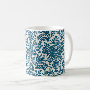 Watercolor Blue & White Floral Vintage Pattern Coffee Mug