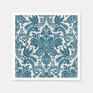 Watercolor Blue & White Floral Vintage Pattern Napkin