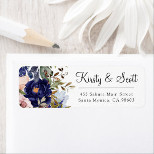 Watercolor Blue & White Flowers Wedding Address