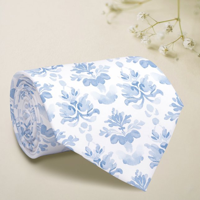 Watercolor blue white neck tie (Creator Uploaded)