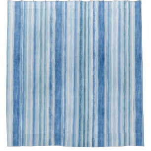 Watercolor Blue White Painted Striped Beach Decor