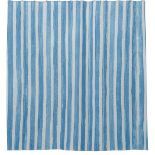 Watercolor Blue White Painted Striped Beach Decor