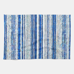 Watercolor Blue White Striped Modern Kitchen Towel