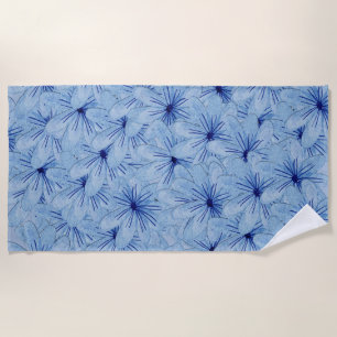 Watercolor Blue Wild Flowers Bouquet Beach Towel