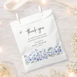 Watercolor Blue Wildflower Baby Shower Favour Bag