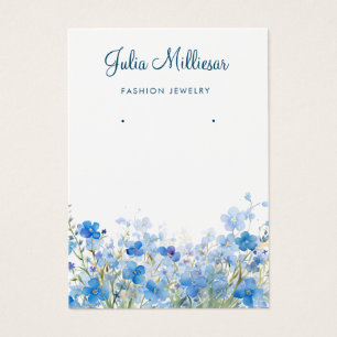 Watercolor blue wildflower earring display card