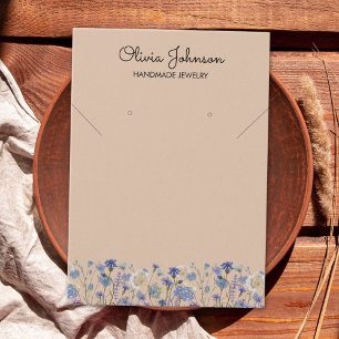 Watercolor Blue Wildflower Jewellery Display Card
