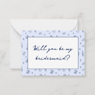 Watercolor Blue Wildflowers Bridesmaid Proposal Card