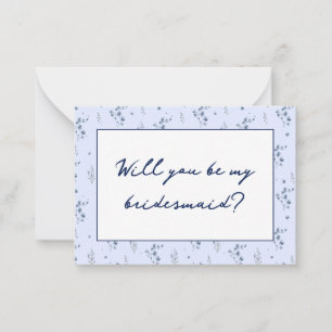 Watercolor Blue Wildflowers Bridesmaid Proposal Card