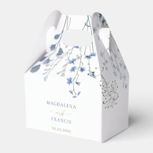 watercolor blue wildflowers wedding favor box