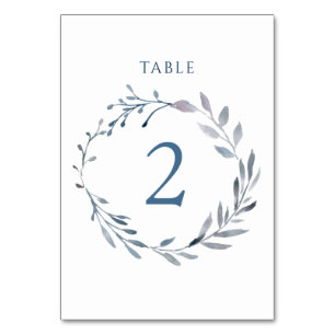 watercolor blue wreath Table Number 2