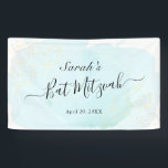 Watercolor Blue x Gold Bat Mitzvah Banner<br><div class="desc">This chic and elegant banner features a white background with turquoise blue brush strokes in watercolor and faux gold splatters. Personalize it for your needs. You can find more matching products at my store.</div>