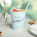 Watercolor Blue x Gold Bat Mitzvah Paper Cups<br><div class="desc">This chic and elegant bat mitzvah paper cup feature a white background with turquoise blue brush strokes in watercolor and faux gold splatters. Personalize it for your needs. You can find more matching products at my store.</div>