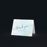 Watercolor Blue x Gold Bat Mitzvah Thank You<br><div class="desc">This chic and elegant bat mitzvah thank you card features a white background with turquoise blue brush strokes in watercolor and faux gold splatters. Customize it for your needs. You can find more matching products at my store.</div>