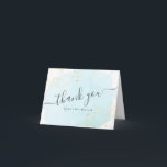 Watercolor Blue x Gold Bat Mitzvah Thank You<br><div class="desc">This chic and elegant bat mitzvah thank you card features a white background with turquoise blue brush strokes in watercolor and faux gold splatters. Customize it for your needs. You can find more matching products at my store.</div>