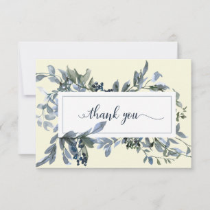  Watercolor Blue Yellow Floral Funeral Thank You Card